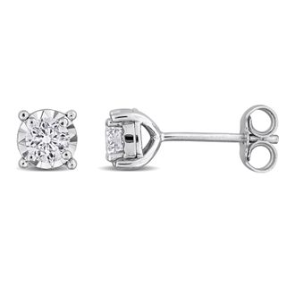 Mimi & Max Lab Grown Diamond Stud Earrings Sterling Silver 1/4 to 1ct TDW