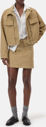 Closed Belted Mini Skirt In Urban Beige