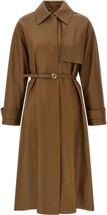 Fendi Nappa Midi Trenchcoat - Dames - Trenchcoats - Bruin - XS - Leer - Jassen