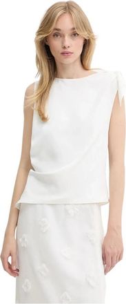 Sams&oslash;e & Sams&oslash;e Saalbero Top met strikbandjes - Dames - Tops zonder mouwen - Beige - S - Polyester - Tops