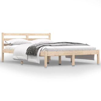 Berkfield Home Bed Frame Solid Wood Pine 135x190 cm Double in Light Brown