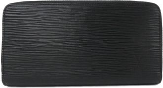 Louis Vuitton Black Leather Long Wallet (Bi-Fold) (Pre-Owned)