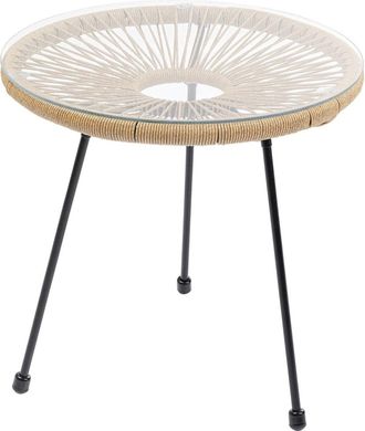 Kare Design Mesa auxiliar de exterior color natural de mármol y polietileno