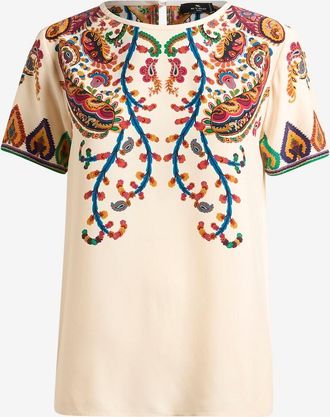 Etro T-Shirt mit Rundhalsausschnitt aus bedruckter Seide
