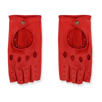 Valentino Garavani Gloves, female, Red, 8 1/2 IN, Leather Gloves with Vlogo Button Closure