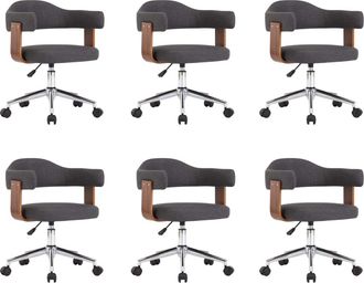 vidaXL Sillas De Comedor Giratorias 6 Uds Madera Curvada Y Tela Gris Vidaxl