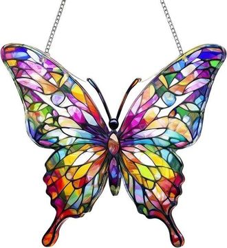 OEM Reloj De Sol Con Mariposa Colorida Y Cadena De Hierro Para Ventanas, Patios Y Decoraci&oacute;n De Jardines, Perfecto Como Regalo Para Cualquier Ocasi&oacute;n