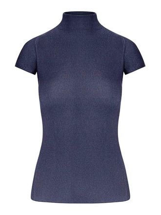 Giorgio Armani English Ribbed Viscose Turtleneck Top