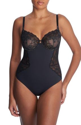 Natori Statement Underwire Bodysuit in Blk/cafe at Nordstrom, Size 32