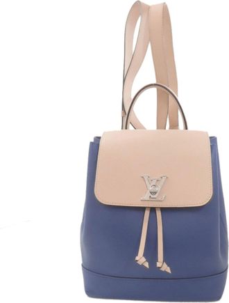 Louis Vuitton Beige Blue Leather Backpack (Pre-Owned)