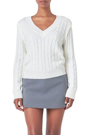 endless rose Cable Knit Sweater in Ivory at Nordstrom, Size Small