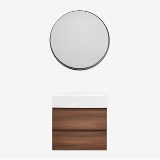 Sklum Conjunto De Mueble De Ba&ntilde;o En Madera Y Chapa De Fresno Con Lavabo Integrado Ona Sklum