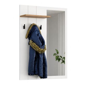 Dmora Mueble De Entrada Kaikou, Con Espejo, Un Estante, Perchero, 77x20x102h Cm Blanco