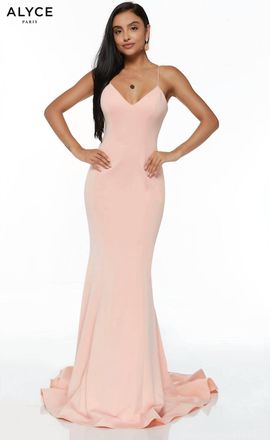 Alyce Paris Long Jersey Knit Dress In Pink