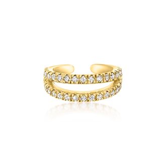 Ross-Simons Diamond Double-Row Single Ear Cuff in 18kt Gold Over Sterling