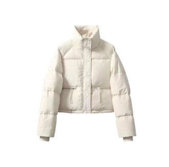 Generic Womens Short Cotton Outerwear, Thickened Comfortable Office/Casual Outerwear Beige