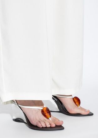 Alaia Wedge Sandals, Womens, White