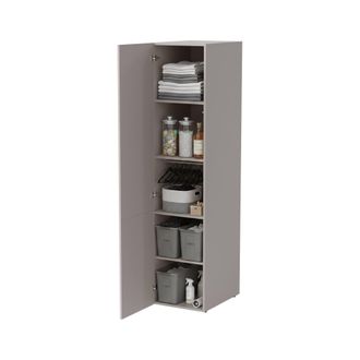 Dmora Armario Multiusos Treville De 1 Puerta, Mueble Multifunci&oacute;n Con 4 Estantes Interiores, Acabado Acanalado, 45x56 H199 Cm, Beige