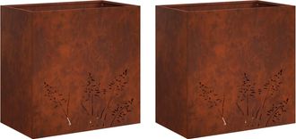 vidaXL Macetero De Jard&iacute;n 2 Uds. Oxidado 50 X 30 X 49 Cm Acero Oxidado Vidaxl