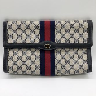 Gucci Navy Gg Supreme Clutch Bag Pouch (Pre-Owned)