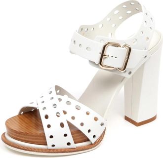Tod's Witte Sandaal Schoen Gemaakt in Itali&euml; - Dames - Sandalen met hakken - Wit - 36 EU - Leer - Schoenen