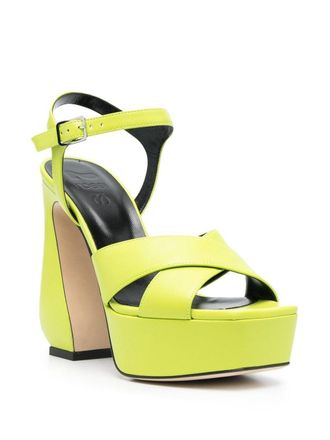 Sergio Rossi Sculpted-Heel Platform Heel Sandal - Lime