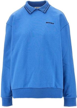 Miu Miu Cotton sweatshirt with scalloped collar Woman S