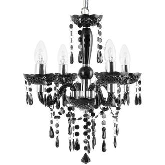 Beliani L&aacute;mpara Ara&ntilde;a De Luces De 4 Brazos De Metal Negro Con Cristales En Estilo Glamour Kalang