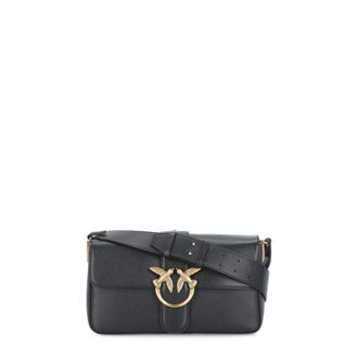 Pinko Zwarte leren schoudertas met afneembare bandjes - Dames - Schoudertassen - Zwart - ONE Size - Tassen