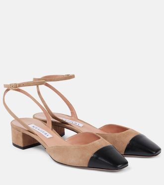 パンプス Roger Vivier Belle Vivier Tobacco Suede Decollette ROGER VIVIER Belle Vivier 45 embellished suede pumps | NET-A