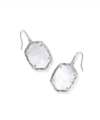 Kendra Scott Womens Daphne Drop Earrings In Silver Ivory Mother Of Pearl