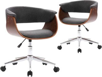 vidaXL Sillas De Comedor Giratorias 2 Unidades Tela Gris Vidaxl