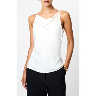 French Connection Ennis Satin Cowl Neck Top in Porcelain Cream at Nordstrom, Size 12