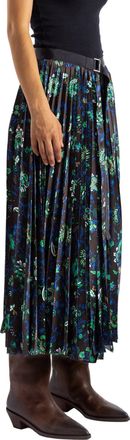 sacai Womens Jupe Mi-Longue Floral Print Skirt Marron Brown