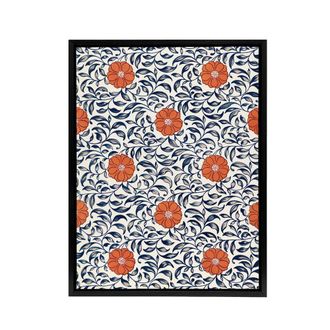 Artery8 Owen Jones Simple Red Flower Bloom Pattern Framed Canvas Art Print in White | Size: W24 x H32