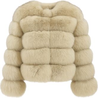 Wanan Luxury Giacca Rouge Beige in Pelliccia di Volpe-Donna -Beige