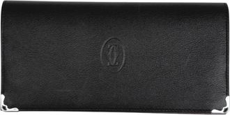Cartier Black Leather Long Wallet (Bi-Fold) (Pre-Owned)