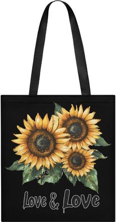 Generic Sunflower Letter Print Tote Bag for Women Men Shoulder Bags Purses Pouch Handbags