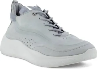 Ecco Womens Therap Leather Lace-Up Sneakers In Concrete