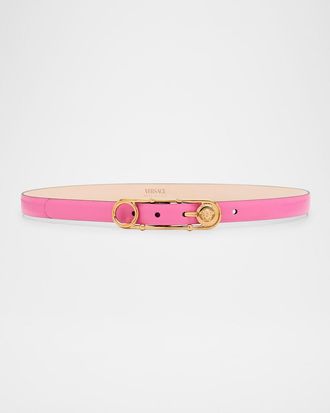 Versace Medusa Safety Pin Leather Belt