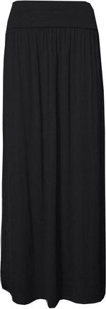 ZEE FASHION Womens Gypsy Fold Over Waist Maxi Full Length Jersey Ladies Long Maxi Skirts 8-26 Black