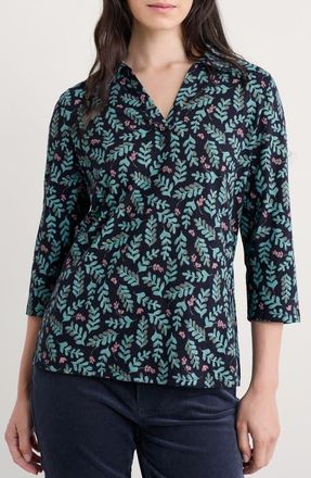 Seasalt Cornwall Wavecrest Organic Cotton Jersey Top in Indigo Leaf Maritime at Nordstrom, Size 12 Us