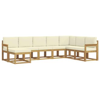 vidaXL Conjunto De Sof&aacute;s De Exterior Con Coj&iacute;n 8 Pcs Blanco Y Crema Vidaxl