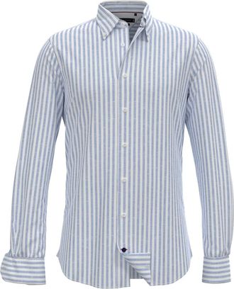 Tommy Hilfiger Shirts Azure - Heren - Casual Overhemden - Blauw - 2XL - Linnen - Overhemden