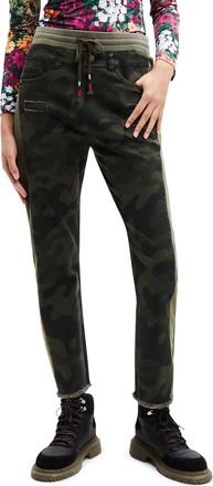 Desigual Womens Pant_camo, 4086 Dark Khaki Casual Trousers, Green, X-Small