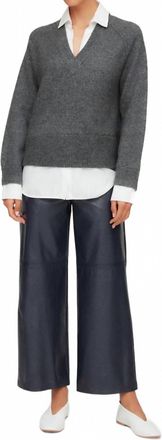 Fifteen Twenty Faux Patent Leather Cropped Pants In Navy