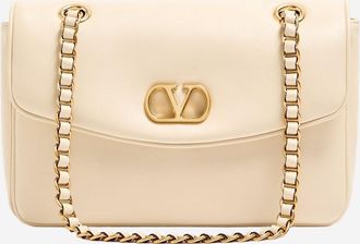 Valentino Garavani Womens Shoulder Bag Djuna Nappa Leather Ivory