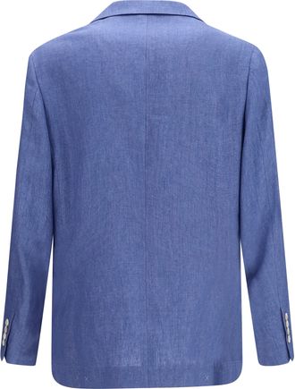 Brunello Cucinelli Mens Deconstructed Single-Breasted Jacket M&eacute;lange Linen Denim