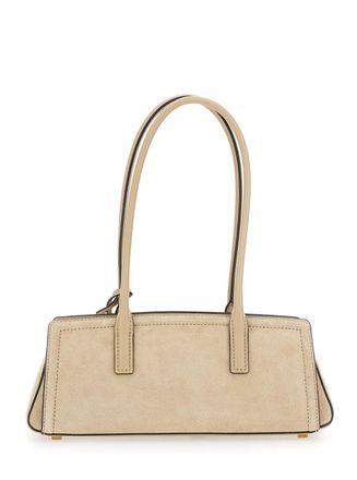 Michael Michael Kors Womens Shoulder Bag Laila Suede Beige Cowhide Leather