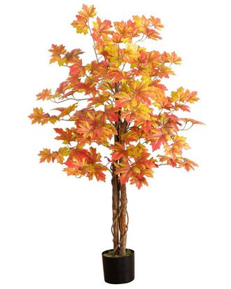 Nearly Natural 4Ft Autumn Deluxe Maple Artificial Fall Tree